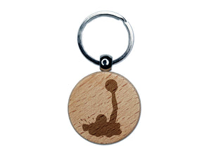 Water Polo Solid Engraved Wood Round Keychain Tag Charm