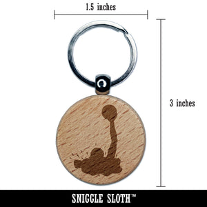 Water Polo Solid Engraved Wood Round Keychain Tag Charm