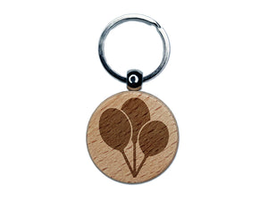 Birthday Balloons Trio Engraved Wood Round Keychain Tag Charm