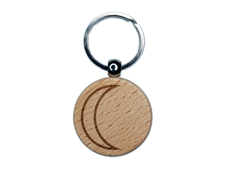 Moon Partial Outline Engraved Wood Round Keychain Tag Charm