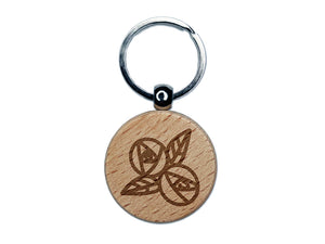 Roses Pair Engraved Wood Round Keychain Tag Charm