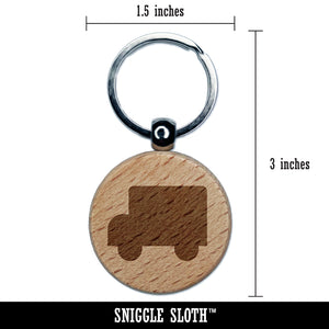 School Bus Solid Engraved Wood Round Keychain Tag Charm