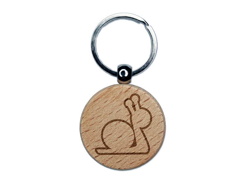 Snail Slow Outline Engraved Wood Round Keychain Tag Charm