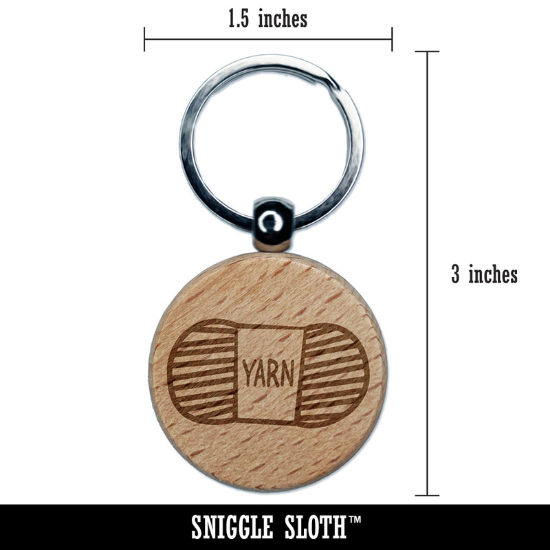 Yarn Knitting Crochet Skein Doodle Engraved Wood Round Keychain Tag Charm