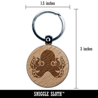 Cute Octopus Engraved Wood Round Keychain Tag Charm