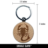 Scorpion Silhouette Engraved Wood Round Keychain Tag Charm