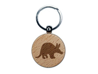 Aardvark Solid Engraved Wood Round Keychain Tag Charm