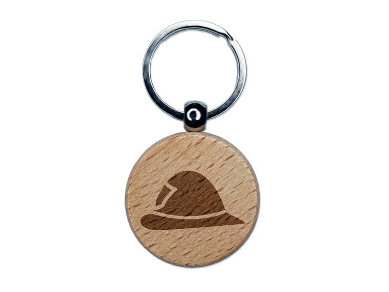 Fire Helmet Fireman Firefighter Profile Engraved Wood Round Keychain Tag Charm