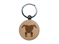 Headless Chicken Engraved Wood Round Keychain Tag Charm