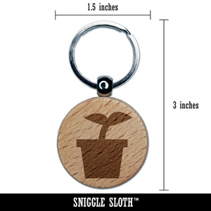 Plant Sprout Gardening Solid Engraved Wood Round Keychain Tag Charm