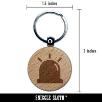 Siren Police Fire Law Enforcement Engraved Wood Round Keychain Tag Charm