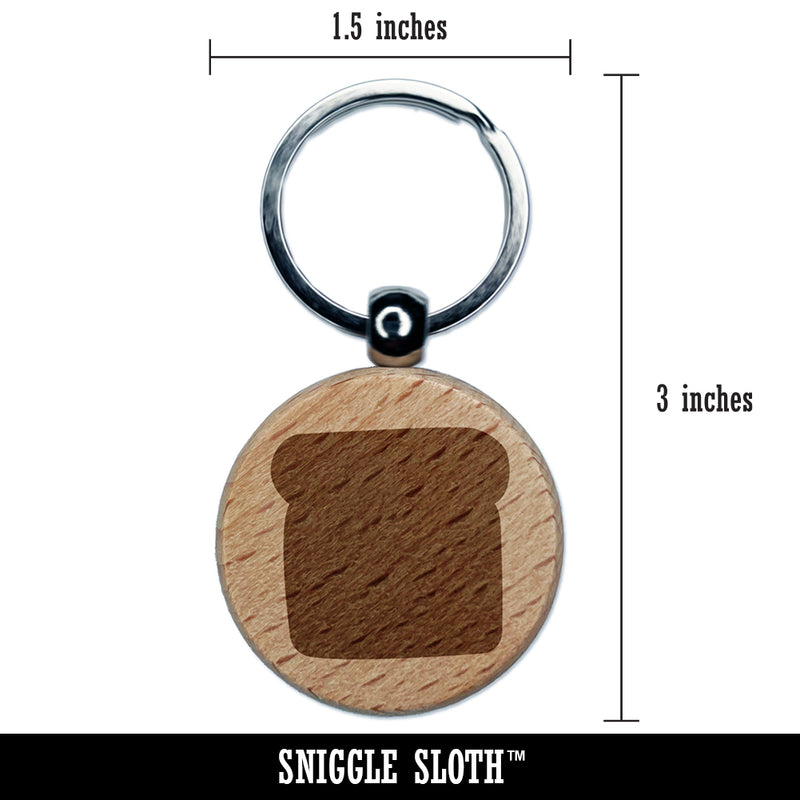 Slice of Bread Toast Solid Doodle Engraved Wood Round Keychain Tag Charm