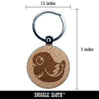 Cute Pigeon Bird Engraved Wood Round Keychain Tag Charm