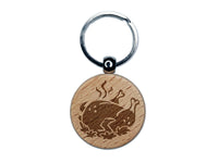 Delicious Turkey Dinner Thanksgiving Engraved Wood Round Keychain Tag Charm