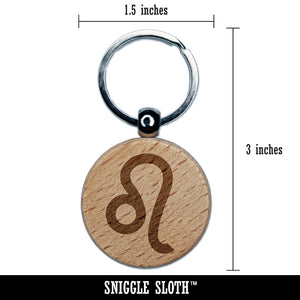 Leo Horoscope Astrological Zodiac Sign Engraved Wood Round Keychain Tag Charm