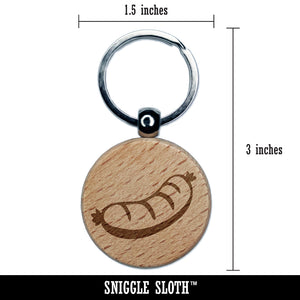 Oktoberfest Wiener Sausage Bratwurst Engraved Wood Round Keychain Tag Charm