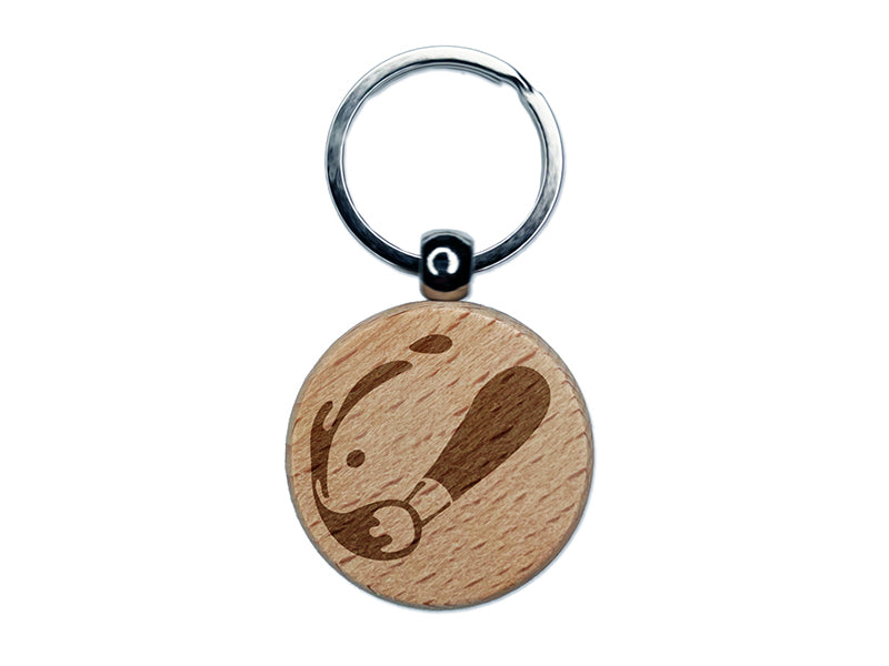 Paint Brush Splatter Engraved Wood Round Keychain Tag Charm