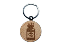 Poison Potion Bottle Engraved Wood Round Keychain Tag Charm