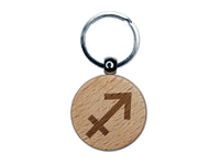 Sagittarius Horoscope Astrological Zodiac Sign Engraved Wood Round Keychain Tag Charm