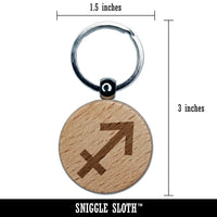 Sagittarius Horoscope Astrological Zodiac Sign Engraved Wood Round Keychain Tag Charm