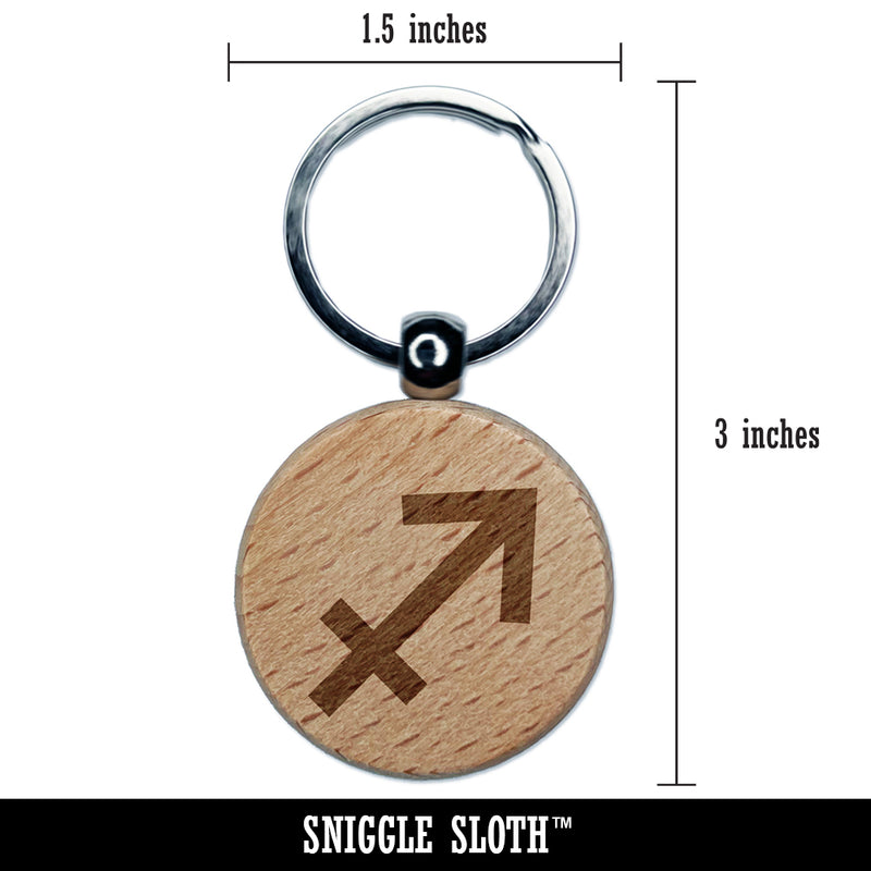 Sagittarius Horoscope Astrological Zodiac Sign Engraved Wood Round Keychain Tag Charm