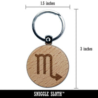 Scorpio Horoscope Astrological Zodiac Sign Engraved Wood Round Keychain Tag Charm