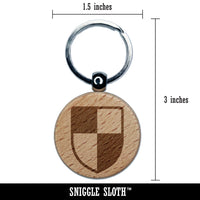 Shield Symbol of Protection Engraved Wood Round Keychain Tag Charm