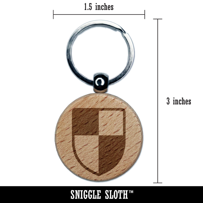 Shield Symbol of Protection Engraved Wood Round Keychain Tag Charm