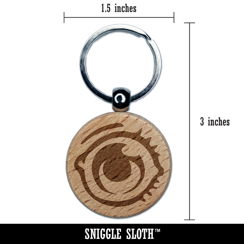 Single Eye with Eyelashes Engraved Wood Round Keychain Tag Charm