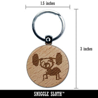 Strong Ant Lifting Barbell Engraved Wood Round Keychain Tag Charm