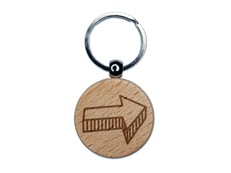 Arrow with Shadow Doodle Engraved Wood Round Keychain Tag Charm