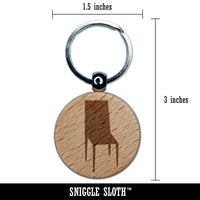 Chair Silhouette Solid Engraved Wood Round Keychain Tag Charm