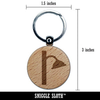 Shower Head Engraved Wood Round Keychain Tag Charm