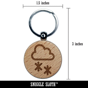 Snow Storm Icon Engraved Wood Round Keychain Tag Charm