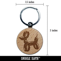 Balloon Animal Dog Engraved Wood Round Keychain Tag Charm