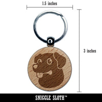 Cartoon Dog Labrador Retriever Engraved Wood Round Keychain Tag Charm