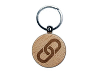 Chain Link Icon Engraved Wood Round Keychain Tag Charm