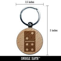 Dominoes Game Tile Engraved Wood Round Keychain Tag Charm