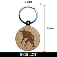 Ferocious Werewolf Monster Halloween Engraved Wood Round Keychain Tag Charm