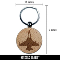 Fighter Jet Military Airplane Engraved Wood Round Keychain Tag Charm