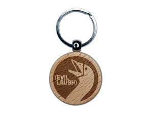 Goose Evil Laugh Engraved Wood Round Keychain Tag Charm