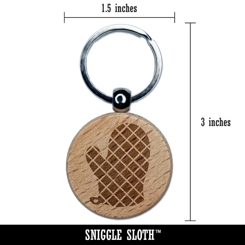 Oven Mitt Engraved Wood Round Keychain Tag Charm
