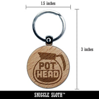 Pot Head Coffee Engraved Wood Round Keychain Tag Charm