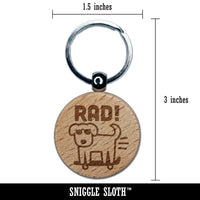 Rad Dog on a Skateboard Engraved Wood Round Keychain Tag Charm