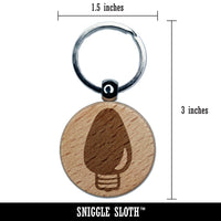 Christmas Light Bulb Engraved Wood Round Keychain Tag Charm