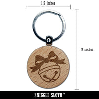 Jingle Bell Christmas Engraved Wood Round Keychain Tag Charm