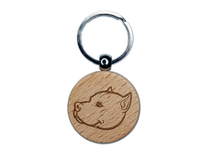 American Pit Bull Terrier Dog Head Engraved Wood Round Keychain Tag Charm