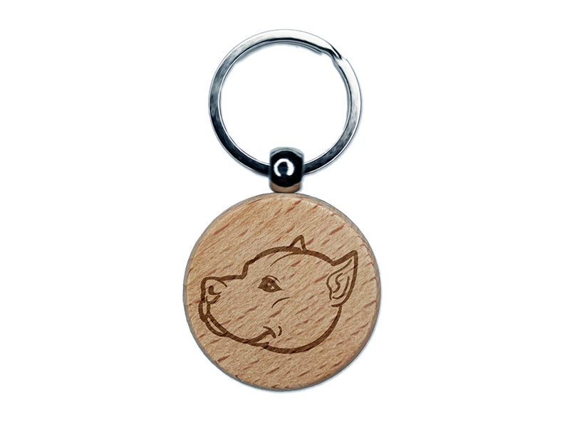 American Pit Bull Terrier Dog Head Engraved Wood Round Keychain Tag Charm