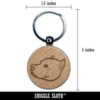 American Pit Bull Terrier Dog Head Engraved Wood Round Keychain Tag Charm