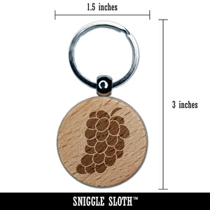 Bundle of Grapes Fruit Solid Engraved Wood Round Keychain Tag Charm